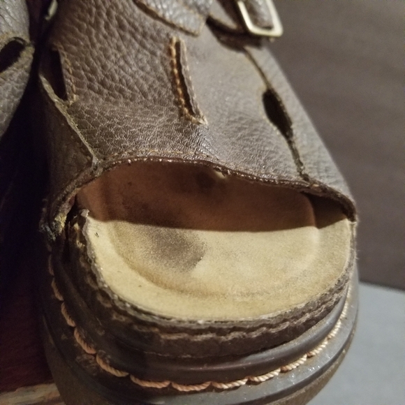 Y2k 90s Emergency Exit Thick Chunky Sole Slip On Sandals Brown Sz 7 buckle - Picture 9 of 14